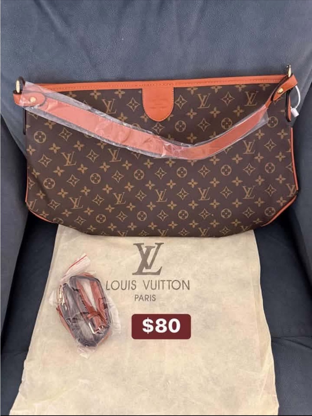 Luxury Monogram Shoulder Bag with Tan Trim